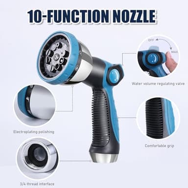Metal Garden Hose 50ft Upgraded Kink Free and Rust Resistant Design, Stainless Steel Garden Hose With Solid Fitting and 8-Function Nozzle, Durable and Lightweight Outdoor Hose, Easy To Store - Image 5