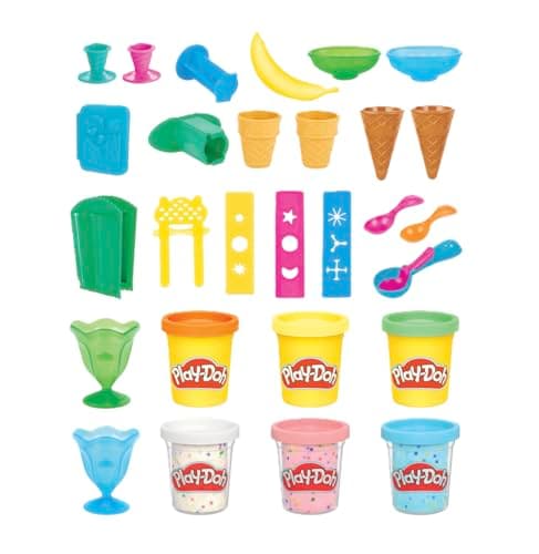 Play Doh Kitchen Creations Ice Cream Party Set with 22 Tools & 6 Colors, 2-Ounce Cans, Back to School Classroom Supplies, Preschool Toys, Ages +3 (Amazon Exclusive) - Image 1