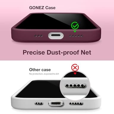 GONEZ for iPhone 14 Pro Case, Compatible with Magsafe, with Screen Protector + Camera Lens Protector, Soft Anti-Scratch Microfiber Lining, Shockproof Liquid Silicone Phone Cover, Wine Red - Image 3