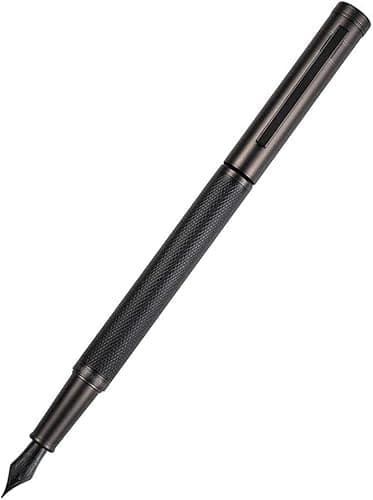 Matte Black Forest Fountain Pen Extra Fine Nib Classic Design with Converter and Metal Pen Box Set by Asvine - Image 9