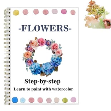 Watercolor Workbooks Coloring Book Easy Nature Scenes Beginner Friendly Watercolor Paint Set Art Crafts Painting Kit for Creative Exploration Gift for Adults Teens (Flowers, without palette) - Image 1