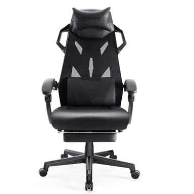 GTRACING Gaming Chair, Computer Chair with Mesh Back, Ergonomic Gaming Chair with Footrest, Reclining Gamer Chair with Adjustable Headrest and Lumbar Support for Gaming and Office (Black) - Image 5