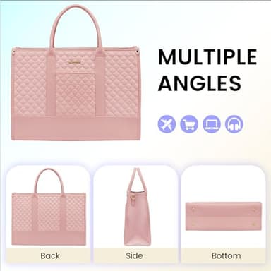 LOVEVOOK Laptop Bags for Women, 17 inch Waterproof Work Tote Bag with Clutch, Professional Teacher Computer Purse Lightweight Shoulder Bag Travel, Quilted Pink - Image 9