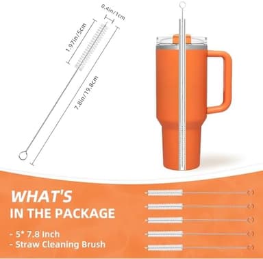 Cleaning Brushes for Reusable Drinking Straws, Set of 5, Long Wire Handle, Bottle and Straw Cleaner for Stanley Mug, Sippy Cup, Water Bottle and Tubes, Reusable and Flexible - Image 4