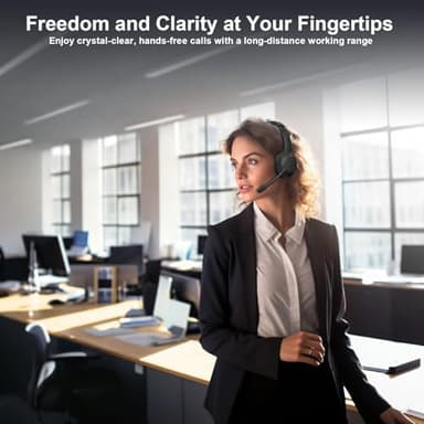 Wireless Headset with Mic for Work, Bluetooth Headset with Microphone (Noise Cancellation), Wireless Headphones with USB Dongle & Charging Dock for Call Center/Home/Computer/PC/Laptop/Teams/Zoom - Image 3