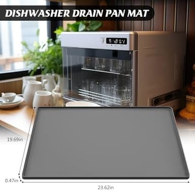 Baderke 1 Pcs Dishwasher Drain Pan 23.6''x19.7'' Silicone Dishwasher Drip Tray Prevent Water Leakage Protect Countertop Floor Anti-slip Waterproof Mini Fridge Drip Pan with Raised Edge, No Hole - Image 3