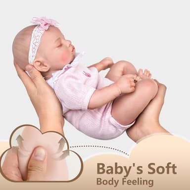 Jirachi Lifelike Reborn Baby Dolls, 18-Inch Sleeping Real Life Soft Cloth Body Neweborn Baby Girl, Realistic Reborn Babies with Feeding Set for Kids Age 3+ - Image 3