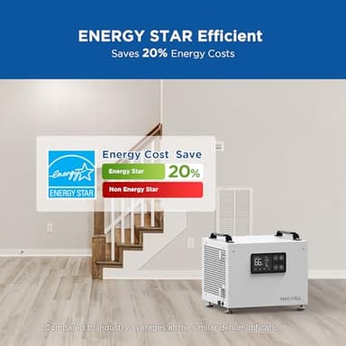 Moiswell 70 Pints Commercial Dehumidifier, Portable Crawl Space Dehumidifier for Basement Energy Star Certified Compact Dehumidifiers for Home with Drain Hose, Auto Defrost, Timer - Image 2