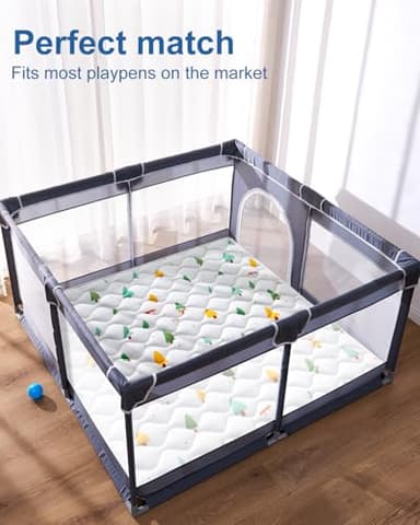 Odorless Premium Foam Baby Play Mat 50" x 50", Soft Microfiber Fabric Crawling Mat for Floor- Comfortable and Hypoallergenic, Non-Slip Cushioned Floor Playpen mat for Infants,Babies,Toddlers - Image 9