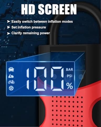 Ooklee Portable Car Jump Starter with Air Compressor 150PSI Tire Inflator Portable Air Compressor,12V 3000A Car Battery Jump Starter Battery Pack with LED Display and Lights, Output and Input Power - Image 6