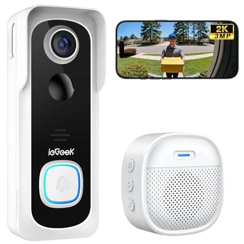 ieGeek Doorbell Camera Wireless No Subscription - Wireless Video Doorbell with Chime, Doorbell with Camera 1080P, Voice Changer, 2-Way Audio, PIR Motion Detection, Only 2.4Ghz WiFi, Works with Alexa - Image 1