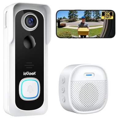 ieGeek Doorbell Camera Wireless No Subscription - Wireless Video Doorbell with Chime, Doorbell with Camera 1080P, Voice Changer, 2-Way Audio, PIR Motion Detection, Only 2.4Ghz WiFi, Works with Alexa - Image 1