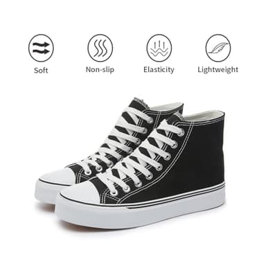 Iarus High Top Sneakers for Women White Canvas Comfortable Shoes for Women Walking Casual Sneakers Tennis Shoes(balck09) - Image 2