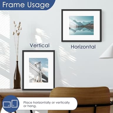 PEALSN 16x20 Picture Frame Set of 6, Display Pictures 11 x 14 with Mat or 16 x 20 Without Mat for Wall Mounting Display, Poster Frames Collage for Wall Decor, Black. - Image 6