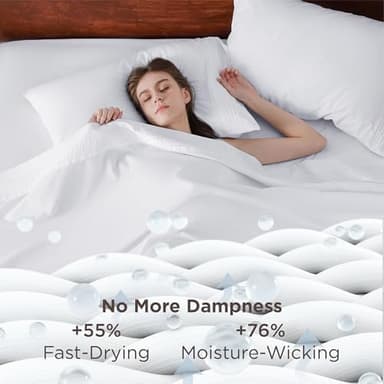 Bedsure Deep Pocket Queen Sheets Set - Fits Mattresses Up to 21 Inches Thick - 4 Piece GentleSoft Bed Sheets, Moisture Wicking, Soft & Cooling Bedsheet & Pillowcases, Easy & Secure Fit, White - Image 3