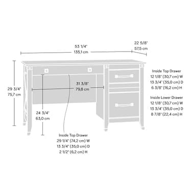Sauder Carson Forge Vintage Rustic Computer Desk for Home Office with Drawers, in Rustic Cedar - Image 3