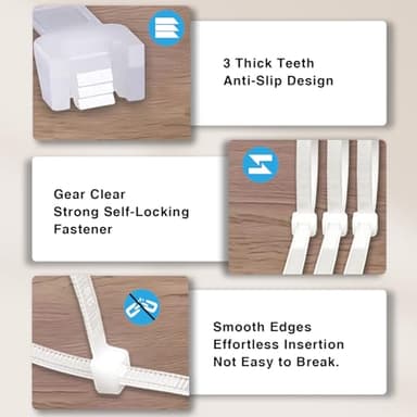 Zip Ties Assorted Sizes 4+6+8+12 Inch, 400 Pack, White Cable Ties for Multi-Purpose, Nylon/Plastic Wire Ties for Home Improvement, Office & Outdoor Use (Clear-Colored Style). - Image 5