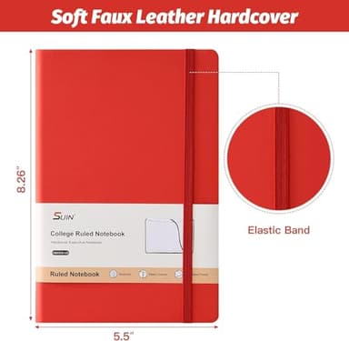SUIN Hardcover-Journal-Notebooks, 6 Packs A5 Lined Journals Notebook for Writing 200 Pages, 8.2 x 5.5 inch, 6 Colors Classic Ruled Notebooks for Work/Travel/College - Image 2