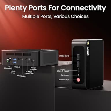 Beelink Mini PC SER5 Max 6800U AMD Ryzen R7 (Up to 4.7GHz) 24GB LPDDR5 500GB PCle4.0 SSD Mini Desktop Computer, 1000Mbps LAN, Wifi6/BT5.2,HDMI/DP/Type-c/4K Triple Display Micro PC - Image 8