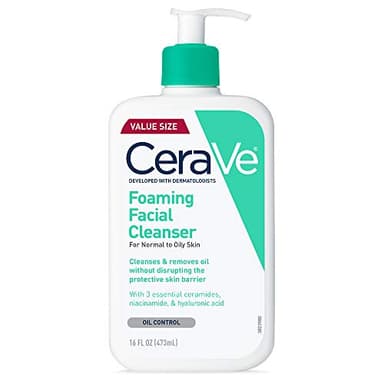 CeraVe Foaming Facial Cleanser, Daily Face Wash for Oily Skin, Hyaluronic Acid + Ceramides + Niacinamide, Fragrance Free & Paraben Free, Non-Drying Oil Control Face Wash, 16 Fluid Ounces - Image 1