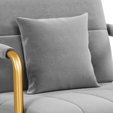 Yaheetech 30" W Modern Sofa Small Sofa Luxurious Velvet Fabric Couch with Gold-Tone Metal Arms and Legs for Living Room, Home Office, Studio Light Gray - Image 7