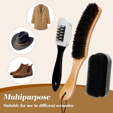 3 Pcs Felt Cowboy Hat Brush Kit - Cowboy Hat Brush Set with Cleaning Sponge & 4-Way Suede/Nubuck Brush for Hat, Jackets, Coats, Shoes & Furniture - Image 4