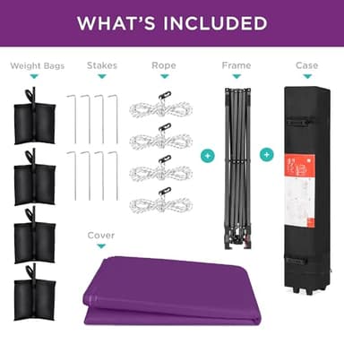 Best Choice Products 10x10ft 1-Person Setup Pop Up Canopy Tent Instant Portable Shelter w/ 1-Button Push, Case, 4 Weight Bags - Amethyst Purple - Image 8