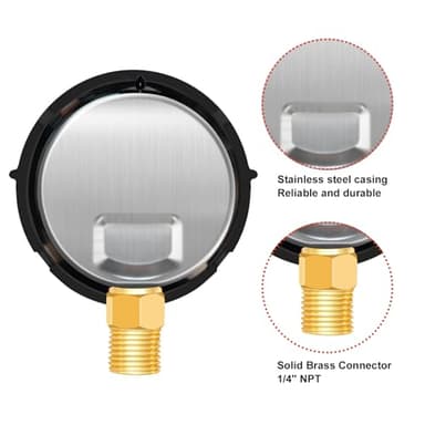 Uharbour Pool Fliter Pressure Gauge Water Proof 60psi 1/4" NPT Bottom Mount, Pool Pressure Gauge Glycerin Filled, Replacement for Swimming Pool, Spa and Aquarium Valve Filter - Image 6