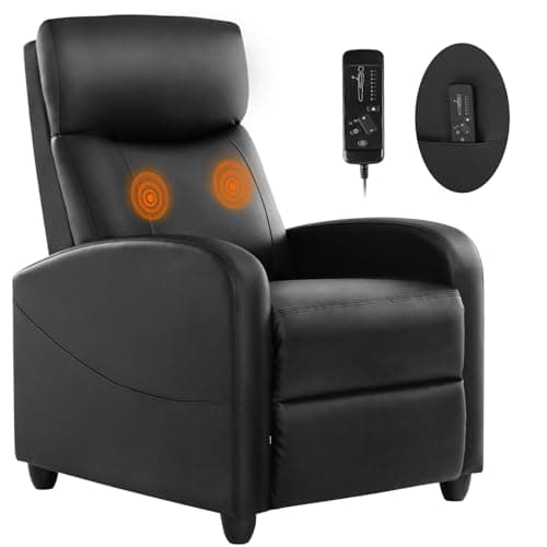 Sweetcrispy Massage Recliner Chair for Adults, Adjustable Home Theater Seating with Lumbar Support, Modern Fabric Reclining with Padded Backrest and Seat, Compact Sofa Chairs for Living Room, Black - Image 1