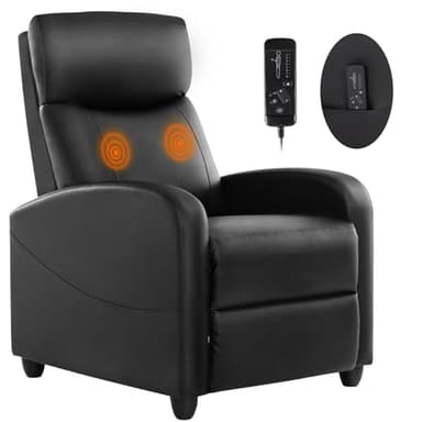 Sweetcrispy Massage Recliner Chair for Adults, Adjustable Home Theater Seating with Lumbar Support, Modern Fabric Reclining with Padded Backrest and Seat, Compact Sofa Chairs for Living Room, Black - Image 1
