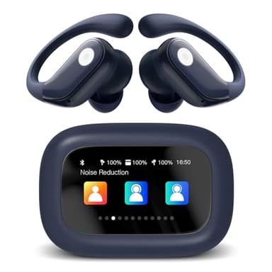 jaddsa Wireless Earbuds, ANC Noise Cancelling Sport Ear Buds with Multifunctional Touch Screen, Bluetooth 5.4 Headphones, Bass Stereo Sound, 5 EQ Over-Ear Earbuds for Sports/Workout/Gym-Dark Blue - Image 1