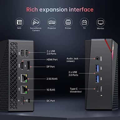 ACEMAGIC Mini Gaming PC AMD Ryzen™ 7 5700U 16GB DDR4 RAM, 512GB SSD Wind 11 Pro 8 Cores/16 Threads Mini Computers (up to 4.4Ghz) 4K Triple Display Mini Desktop Bluetooth/WiFi 6/Office - Image 5