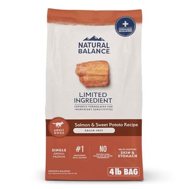 Natural Balance Limited Ingredient Grain Free Salmon & Sweet Potato Dry Dog Food, Sensitive Stomach, 4 lb (Pack of 1) - Image 1