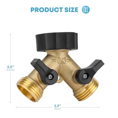 Stanbroil Garden Hose Splitter 2 Way, Heavy Duty Hose Y Splitter with Shutoff Valve, 3/4" Brass Connector Tap Splitter, 2 Packs - Image 3