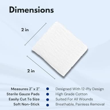 Dealmed 2’’ x 2’’ Sterile Gauze Pads (100 Count) Disposable and Individually Wrapped Medical Gauze Pads, Wound Care Product for First Aid Kit and Medical Facilities (Pack of 1) - Image 3