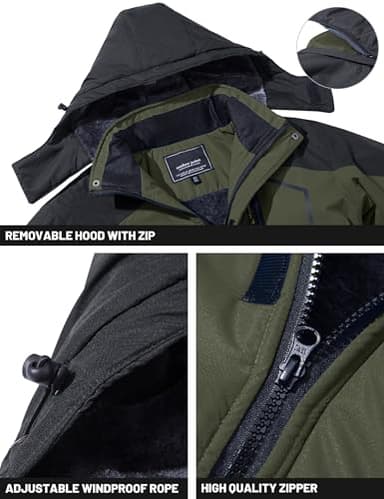 TACVASEN Men's Tactical & Snowboard Jacket - Military Winter Parka, Water Resistant, Green - Image 4