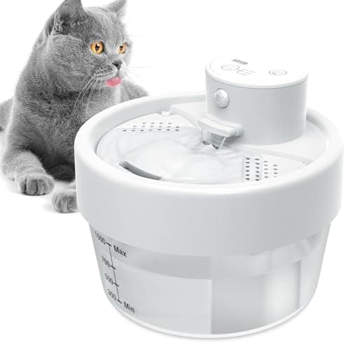 Automatic Cat Water Fountain -Battery Operated Cat Water Fountain with Motion Sensor,Wireless Pet Water Fountain for Dog,1L/35oz Ultra-Quiet Water Fountains for Pet Indoor - Image 1