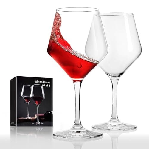 FrutPunch Hand-Blown Crystal Wine Glasses Set of 2, 16OZ, Long Stem Glasses for Red and White Wine, Christmas and Wedding Gifts - Image 1