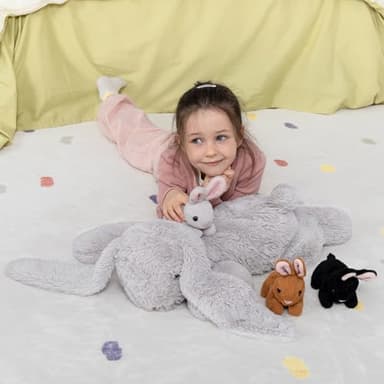 MaoGoLan 4Pcs Large Bunny Stuffed Animal with 3 Babies Inside, 24" Giant Easter Bunny Plush Toys, Soft and Cuddly Gray Stuffed Rabbit Gift for Kids,Girls,Boys,Teens - Image 6