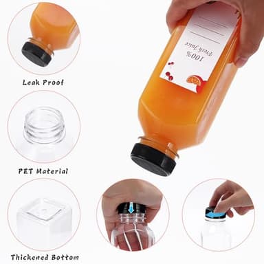 OBKJJ Plastic Juice Bottles 150 pcs 16 oz Empty Plastic Water Bottles with Caps Reusable Clear Beverage Containers for Drinking, Juicing, Smoothie, Water with 2 Brushes, 2 Funnels (16-OZ) - Image 4