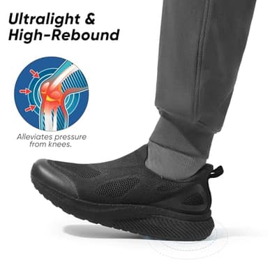 ALLSWIFIT Men's Hands-Free Slip On Walking Shoes Laceless Comfortable Tennis Sneakers,Size 13,All Black,SARR016M - Image 2