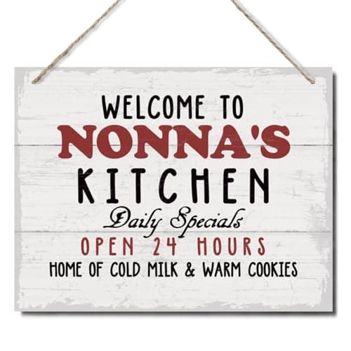 Welcome to Nonna's Kitchen Sign, Decorative Hanging Wood Plaque for Wall, Farmhouse Home Decor, Wall Decor Art, Warm Home Decor, Kitchen Door Hanger, Mother's Day Gift for Mom Grandma, JS4-40 - Image 1