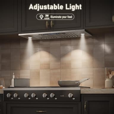 IKTCH 30 inch Built-in/Insert Range Hood 900 CFM, Ducted/Ductless Convertible Duct, Stainless Steel Kitchen Vent Hood with 4 Speed Gesture Sensing&Touch Control Panel(IKB01-30) - Image 5