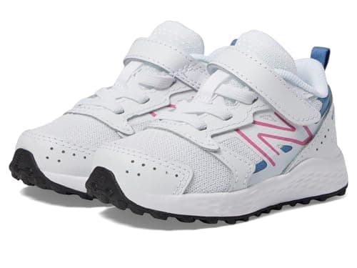 New Balance Baby Fresh Foam 650 V1 Bungee Lace with Top Strap Running Shoe, White/Real Pink/Heron Blue, 4 Wide US Unisex Infant - Image 1