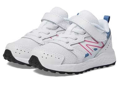 New Balance Baby Fresh Foam 650 V1 Bungee Lace with Top Strap Running Shoe, White/Real Pink/Heron Blue, 4 Wide US Unisex Infant - Image 1