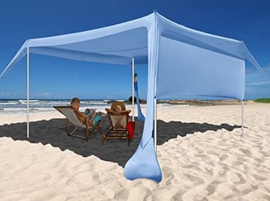 Beach Canopy Tent Shade with Sidewalls 10x10FT, 6.6FT Tall, UPF50+ Sun Shelter, Windproof & Water Resistant, Includes Guylines Sand Shovel Stability Poles, Easy Up for Beach Outdoor Camping Backyard - Image 1