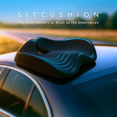 SitCushion Car Seat Cushion for Driving — Orthopedic Memory Foam Car Seat Pad for Sciatica, Tailbone, and Back Pain Relief for Long Drives. Bonus: with Extra Non-Slip/Washable Cover(Black) - Image 9