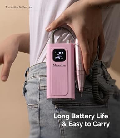 MelodySusie Entry-Level Clip-On Cordless Essential Nail Drill, SC300F 30000RPM E-File with LCD Display for All Manicure Shaping & Gel Removal, Ideal for Training, Nail Art Practice & Home Use, Pink - Image 5
