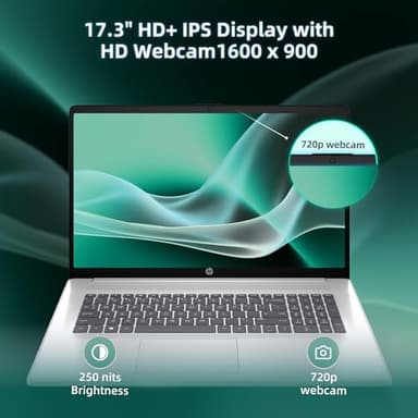 HP 2025 17-inch Laptop Computer - Intel 8-Core i3-N305, 17.3" HD+ Anti-Glare Display, Win 11 Pro, Ai Copilot, Numeric keypad, HDMI, Wi-Fi 6, for Business & Student, w/Accessories(32GB RAM | 1TB SSD) - Image 6