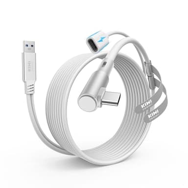 KIWI design Link Cable with Charging 16FT Compatible with Meta Quest 3S/3/2/Pro/Pico 4 Accessories and PC/SteamVR, USB 3.0 to USB C Link Cable with 5Gbps Super Speed for Extended Gameplay, White - Image 1